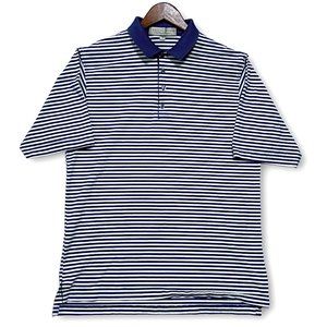 Robert Bryan Port Royal Virginia Men's Polo Shirt L Navy Blue & White Stripe